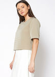 Women's Embossed Short Sleeve Crop Top - My Store