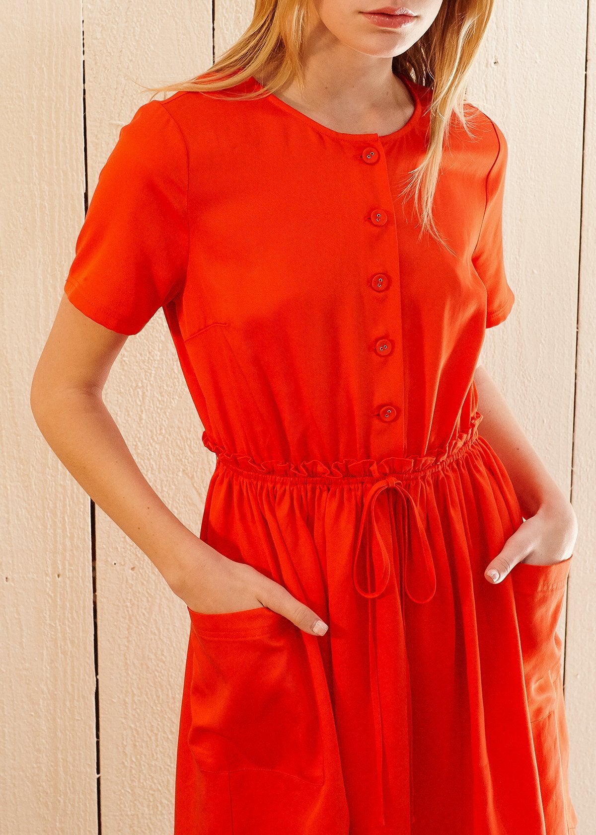 Women's Short Sleeve Utility Dress in Poppy - My Store