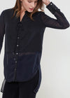 Women's Mesh Contrast Button Up Shirt In Black - My Store