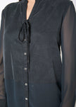 Women's Mesh Contrast Button Up Shirt In Black - My Store