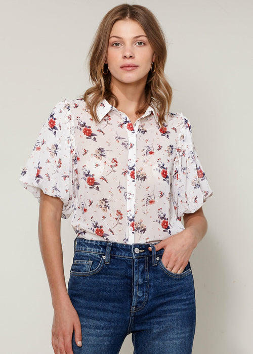 Women's Soft Flower Bell Sleeve Shirt Blouse - My Store