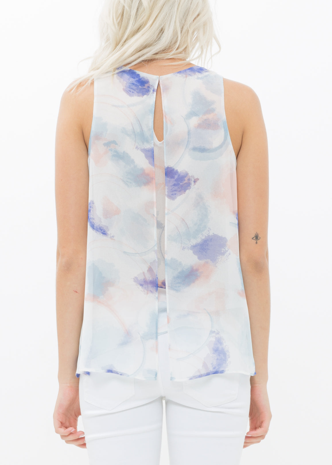 Women's Sleeveless Slit Blouse In Water Color - My Store