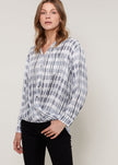 Printed Wrap Hem Blouse - My Store