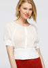 Sheer Puff Shoulder Crop Top Blouse In White - My Store