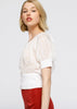 Sheer Puff Shoulder Crop Top Blouse In White - My Store