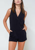 V-Neck Sleeveless Romper In Black - My Store