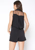 V-Neck Sleeveless Romper In Black - My Store