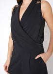 V-Neck Sleeveless Romper In Black - My Store