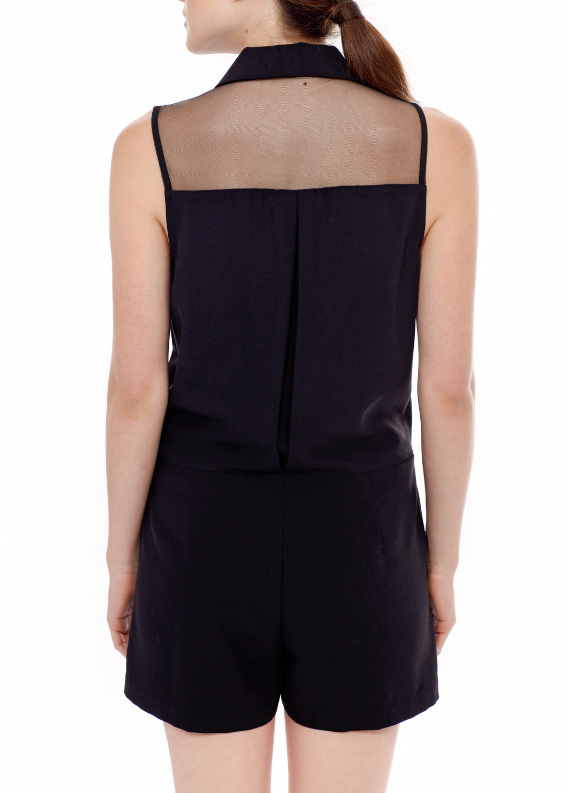 V-Neck Sleeveless Romper In Black - My Store