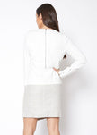 Tweed Hem Faux Wrap Dress In Ivory - My Store