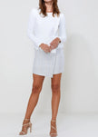 Tweed Hem Faux Wrap Dress In Ivory - My Store