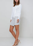 Tweed Hem Faux Wrap Dress In Ivory - My Store