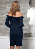 Women's Off Shoulder Bodycon Dress In Navy - My Store