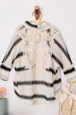 Girls Stripe Back Lace Long Sleeve Open Cardigan - My Store