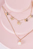 Gold Double Chain Multi Butterfly Pearl Charm Necklace - My Store