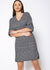 V-Neck Brushed Cotton Check Dress In Grey Plaid - My Store