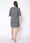 V-Neck Brushed Cotton Check Dress In Grey Plaid - My Store