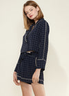 Women's Grid Print Pajama Blouse In Navy Plaid - My Store