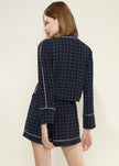 Women's Grid Print Pajama Blouse In Navy Plaid - My Store