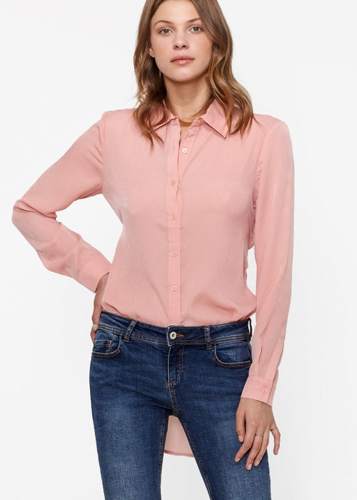 Women's Belted Hi-lo Blouse In Peach Apricot - My Store