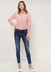 Women's Belted Hi-lo Blouse In Peach Apricot - My Store