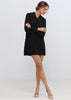 Women's Stand Collar Wrap Mini Dress In Black - My Store