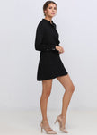 Women's Stand Collar Wrap Mini Dress In Black - My Store