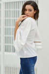 White Flare Sleeve V Neck Loose Women's Chiffon Blouse - My Store