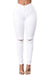 White Trendy Slit Knee Denim Pants - My Store