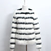 Winter Black and white striped faux fur coat fur coats Women Elegant - My Store