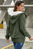 Winter Army Green Fur Hood Horn Button Sweater Cardigan - My Store