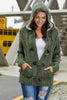 Winter Army Green Fur Hood Horn Button Sweater Cardigan - My Store