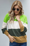 Winter Green Pullover Colorblock Sweater - My Store