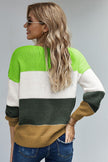 Winter Green Pullover Colorblock Sweater - My Store