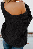 Winter Black Bubblegum V-Neck Braided Knit Sweater - My Store