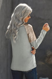 Women Gray Sequin Shoulder Long Sleeve Top - My Store