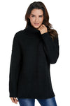 Women Black Cozy Long Sleeves Turtleneck Sweater - My Store