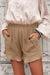 Women's Casual Pocketed Flutter Khaki Linen Cotton Shorts - My Store