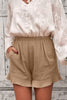 Women's Casual Pocketed Flutter Khaki Linen Cotton Shorts - My Store