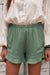 Women's Summer Pocketed Flutter Green Linen Cotton Shorts - My Store