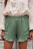 Women's Summer Pocketed Flutter Green Linen Cotton Shorts - My Store