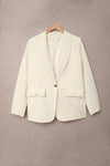 Women's Elegant Beige Lapel Collar Button Pocket Blazer - My Store