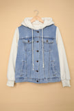 Womens Sky Blue White Sherpa Denim Splicing Buttoned Jacket - My Store