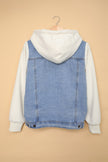 Womens Sky Blue White Sherpa Denim Splicing Buttoned Jacket - My Store