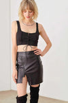 Solid Lace Up Sleeveless Round Neckline Front & Back Crop Top