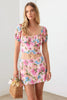 Floral Bustier Puff Sleeve Crop Top & Mini Skirt Set - My Store