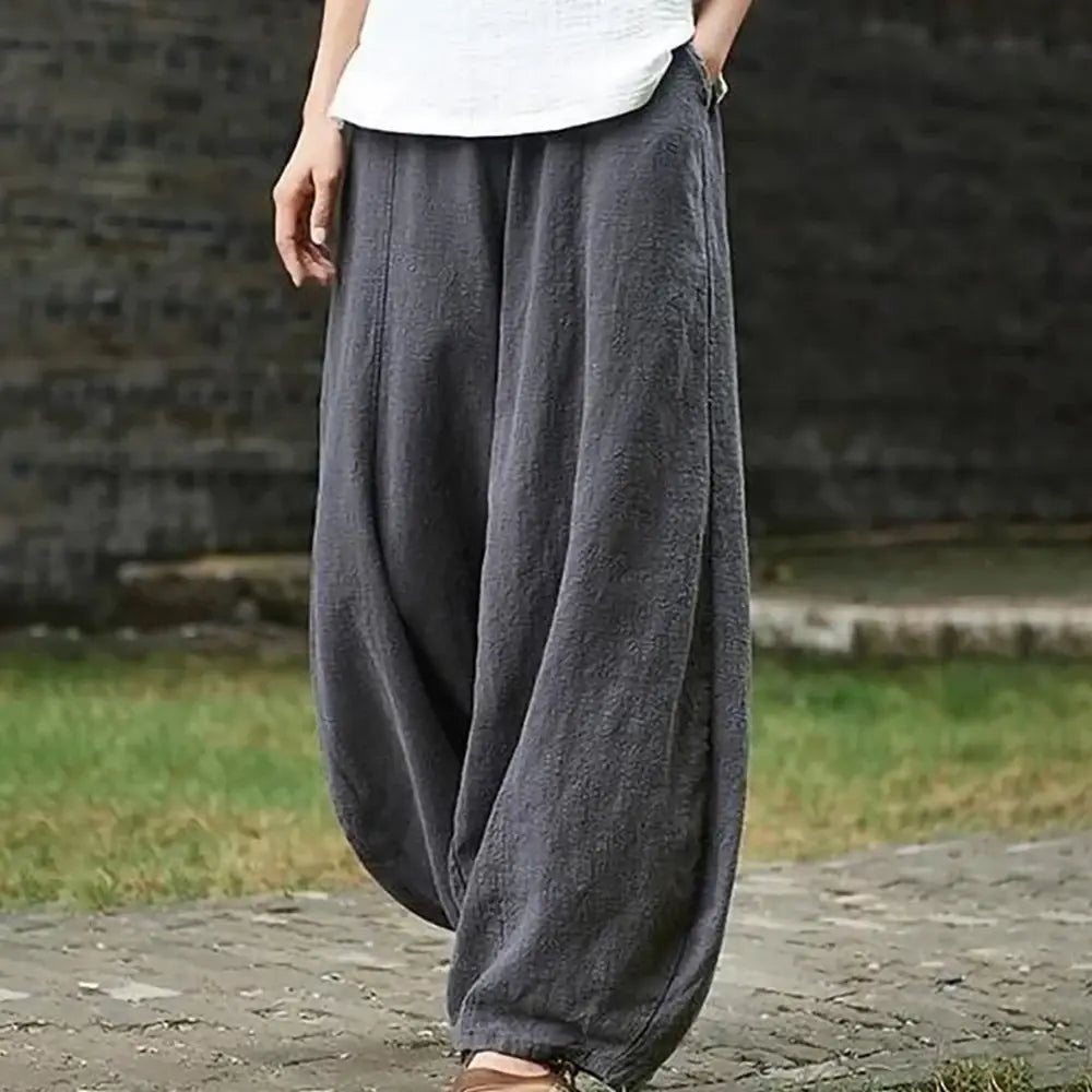 Cotton Linen Style Bloomers Wide Leg Pants - My Store