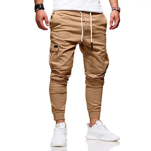 Men's Slim Fit Ankle-tied Pencil Pants with Drawstring and Side Pockets - My Store