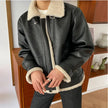 Men's Lamb Fur Leather Jacket Patchwork Autumn - My Store