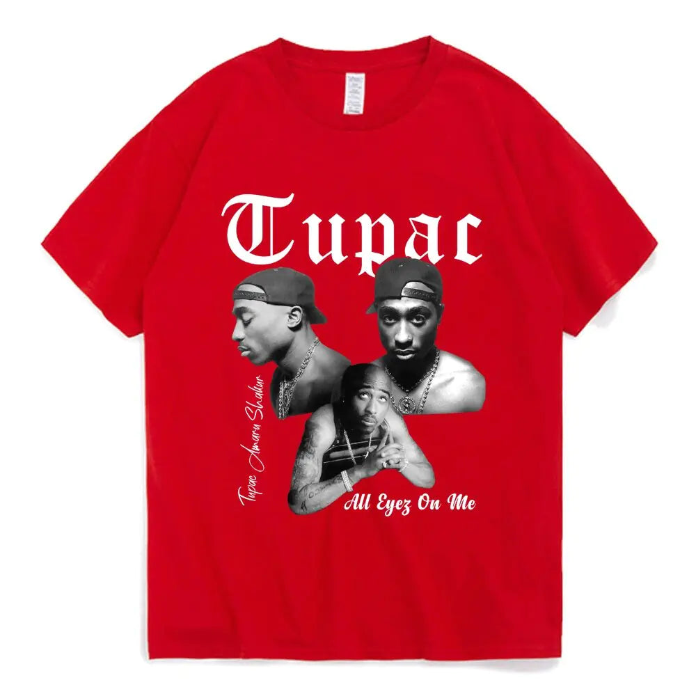 Graphic Cartoon Tupac Print T-shirt - My Store